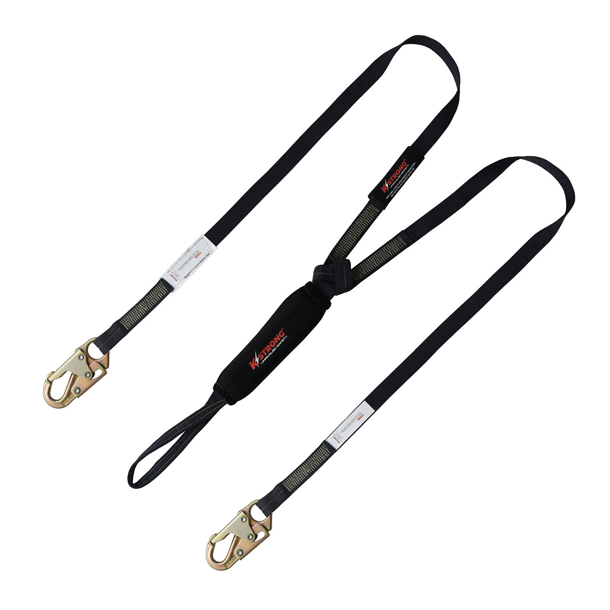 KStrong 6ft. Twin Leg Shock Absorbing Lanyard — Arc Flash Rated, Nomex Webbing, Kevlar Stitching, 2 Snap Hooks, Model# UFL201750